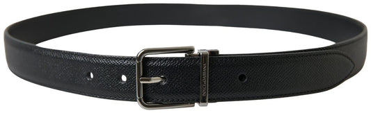 Elegant Black Leather Designer Belt