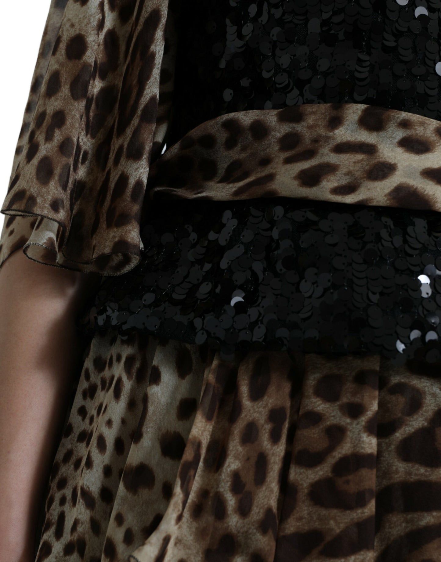 Elegant Leopard Sequin Tiered Dress