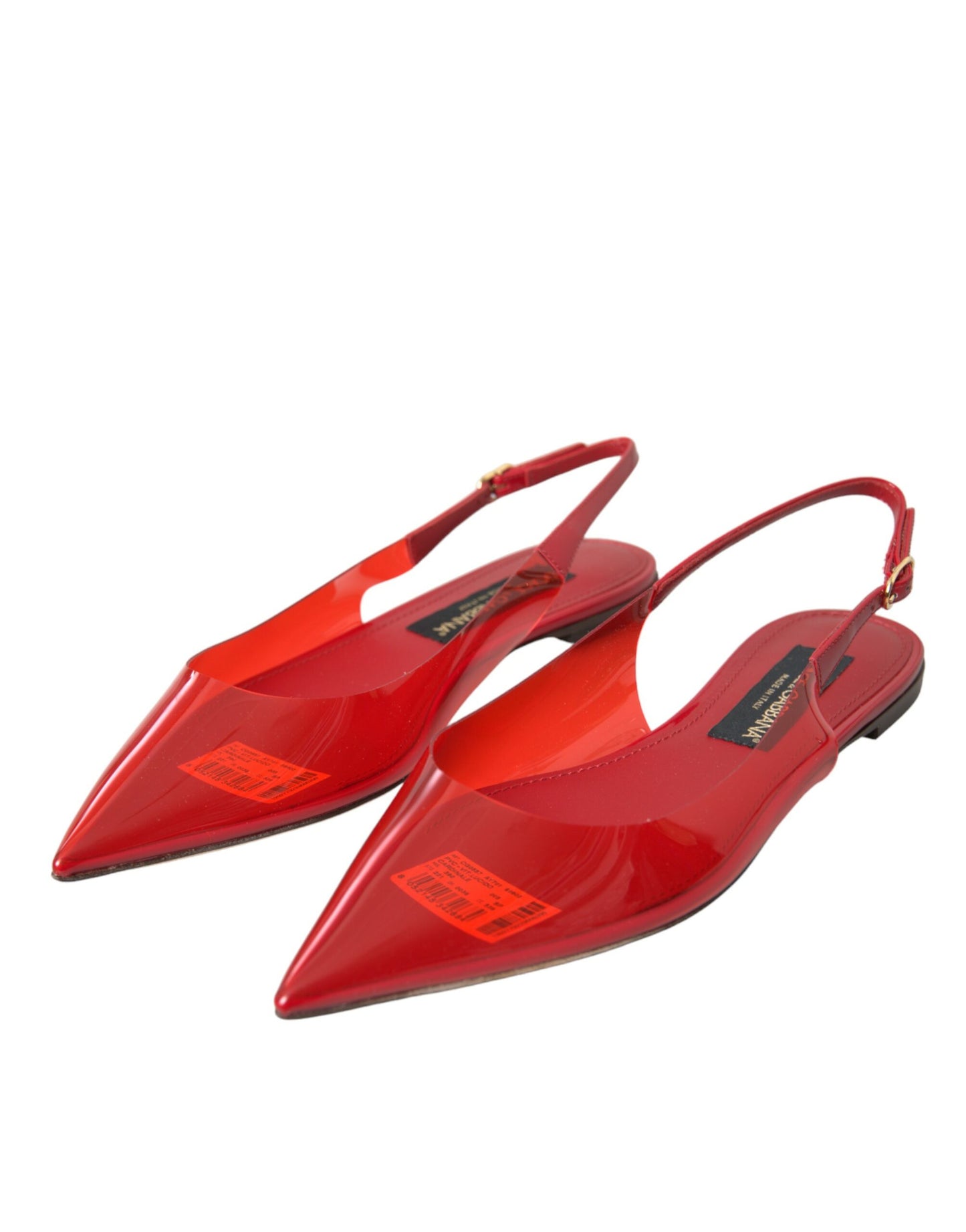 Red PVC Slingback Clear Flats Sandals Shoes