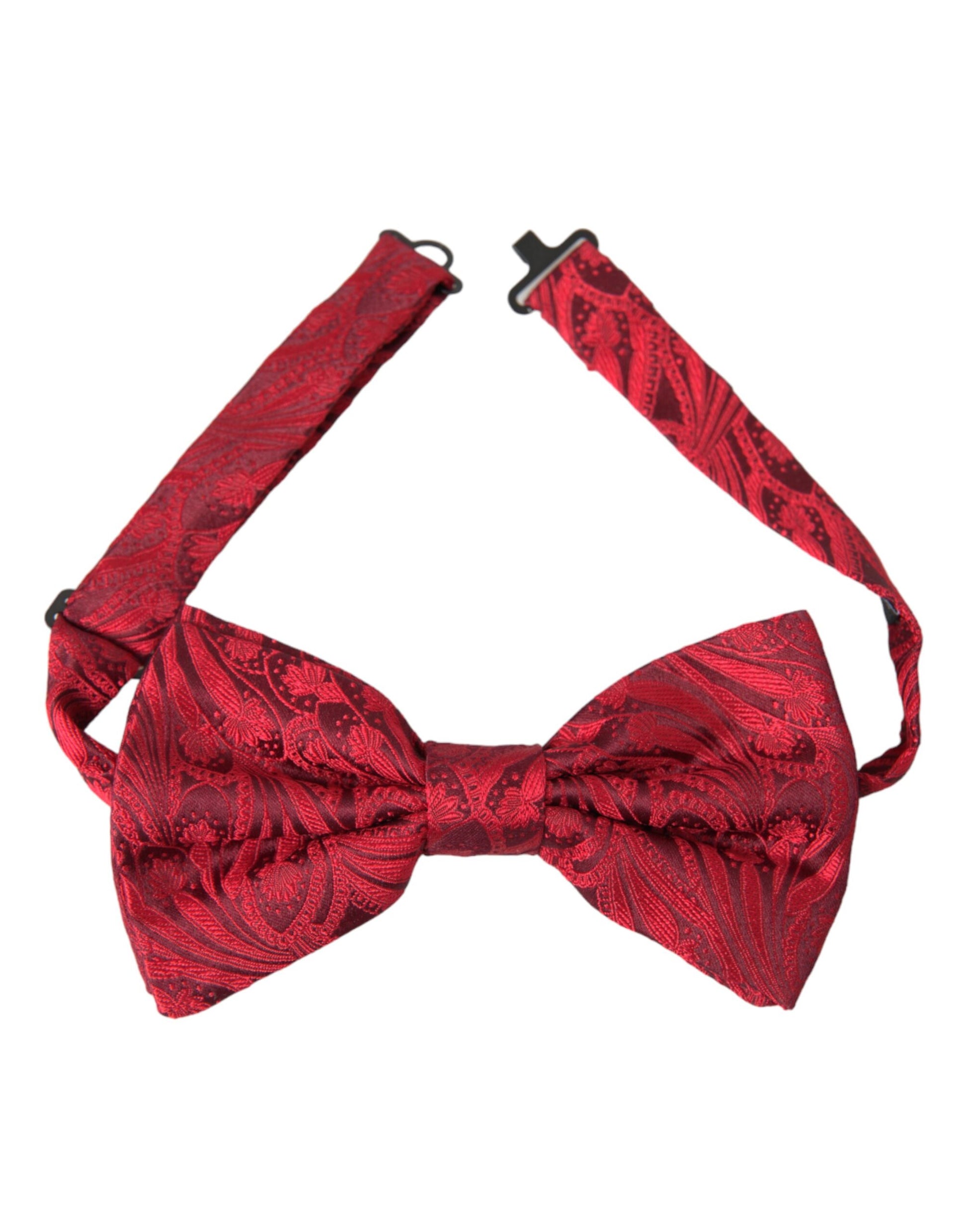 Red Brocade Silk Adjustable Neck Men Bow Tie