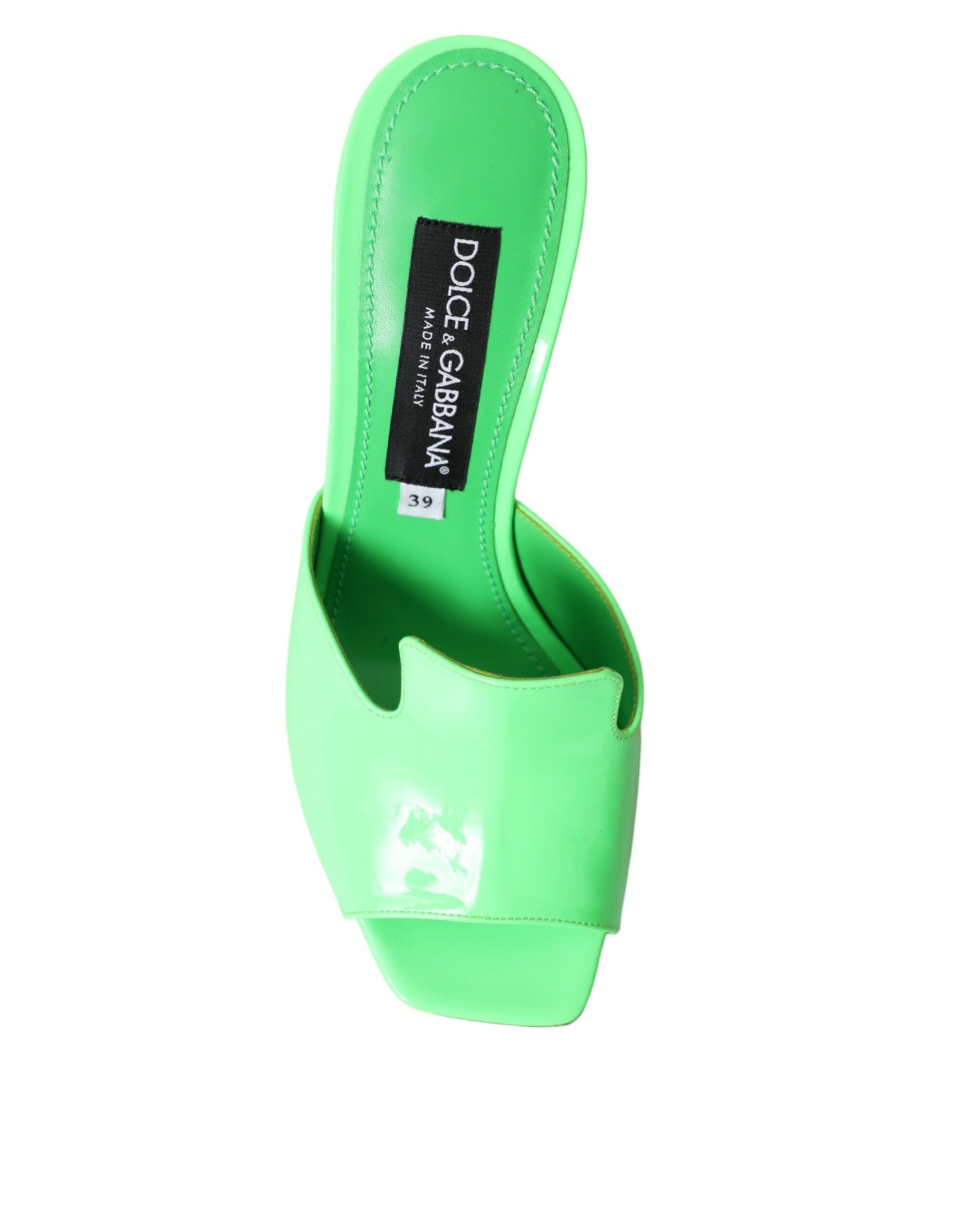 Neon Green Leather Logo Heels Sandals Shoes
