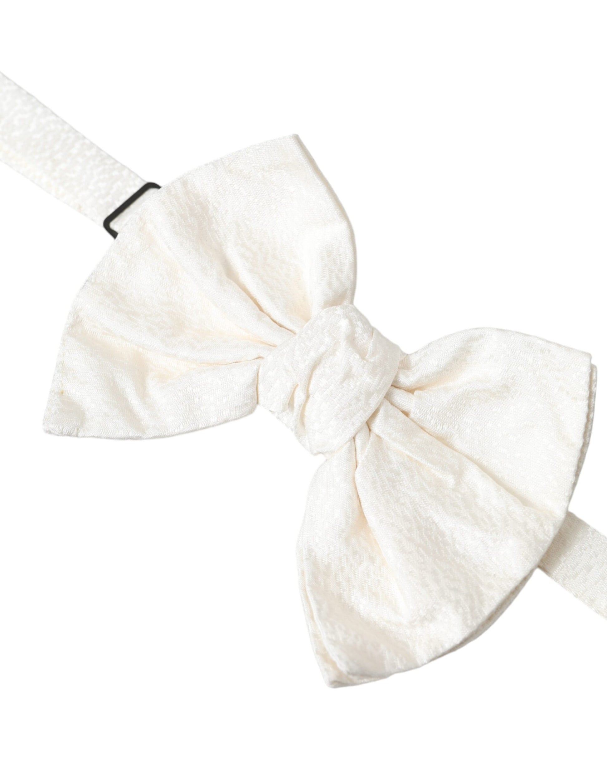 White Textured Cotton Adjustable Neck Bow Tie