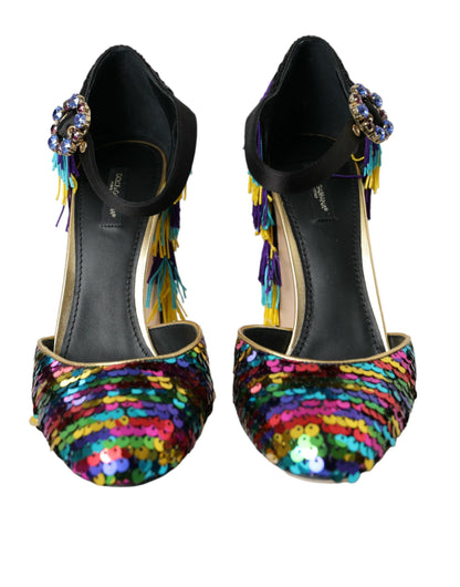 Multicolor Sequin Crystal Mary Jane Shoes