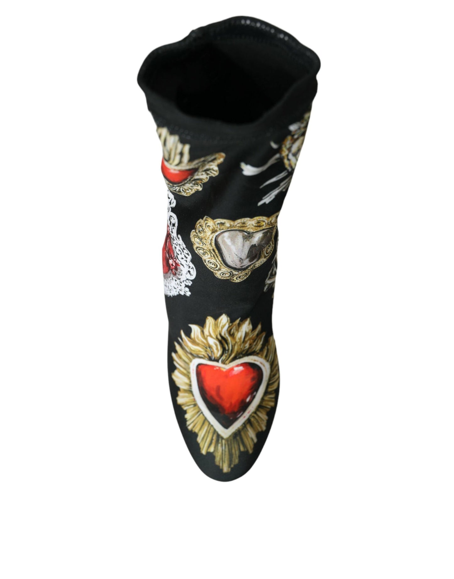 Black Stretch Socks Red Hearts Booties Shoes
