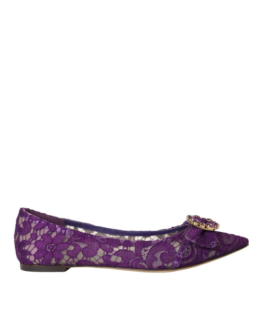 Purple Taormina Lace Crystal Loafers Shoes