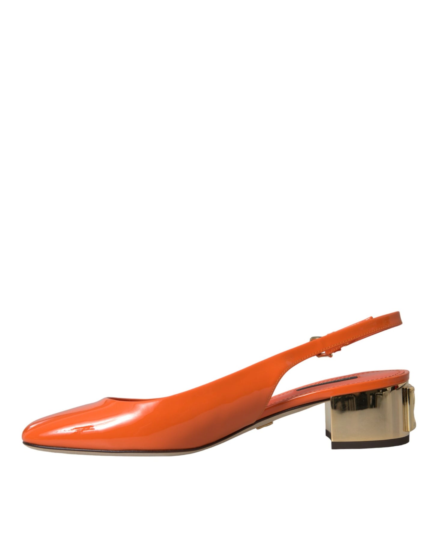 Orange Embellished Leather Slingback Shoes