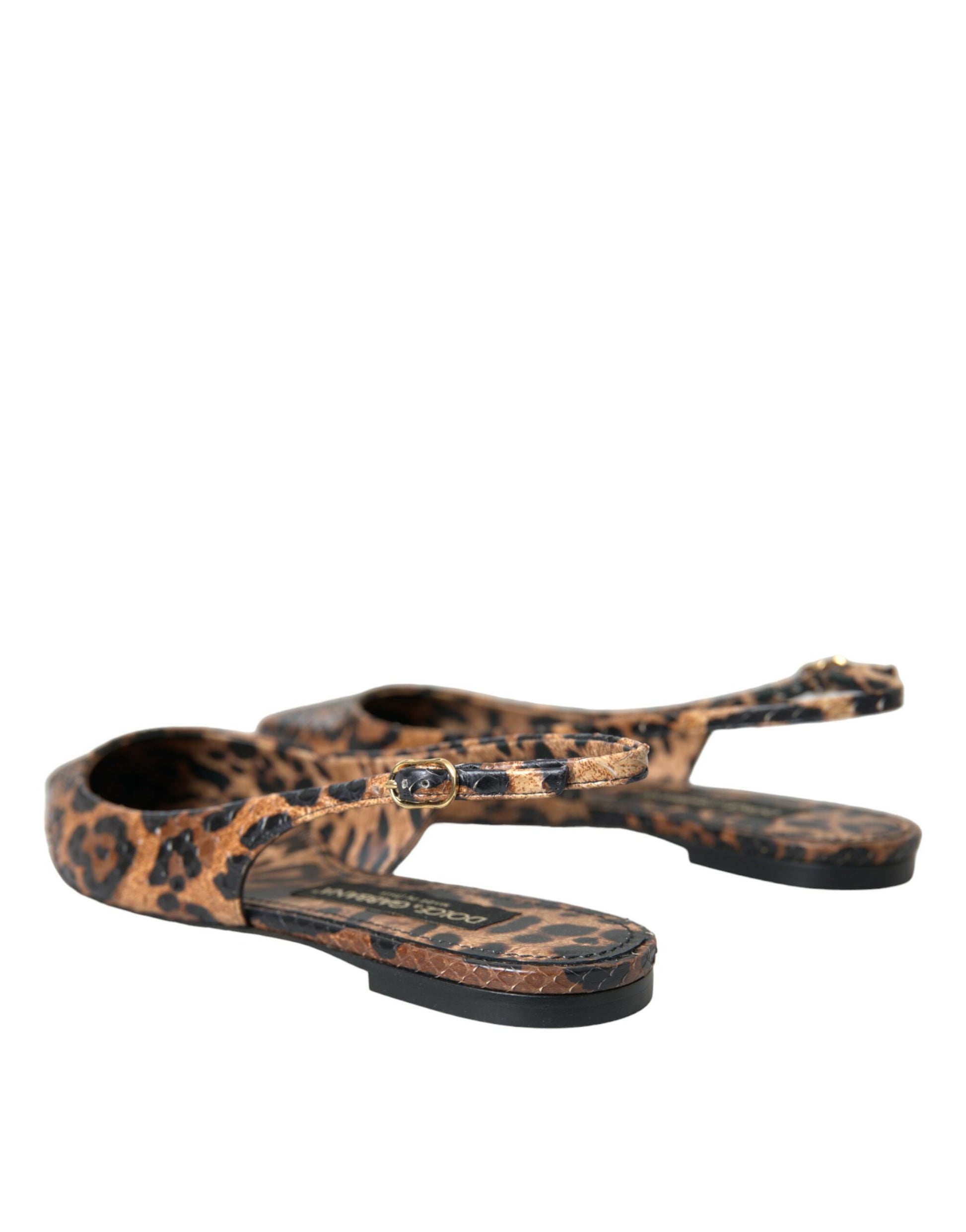 Brown Leopard Exotic Skin Slingback Shoes