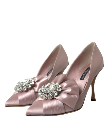 Pink Satin Crystal High Heels Pumps Shoes