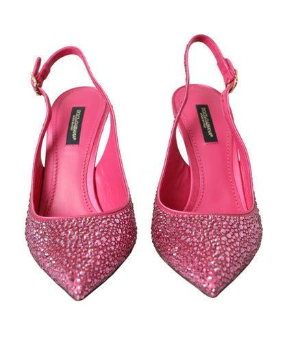 Pink Slingbacks Crystal Pumps Shoes