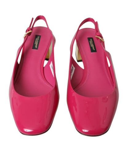 Pink Embellished Leather Slingback Shoes
