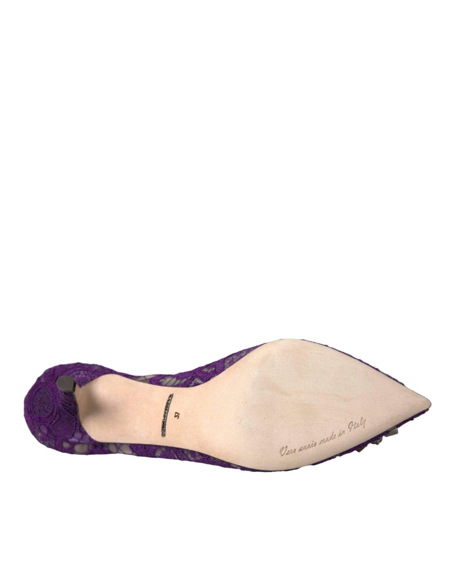 Purple Taormina Lace Crystal Heel Pumps Shoes