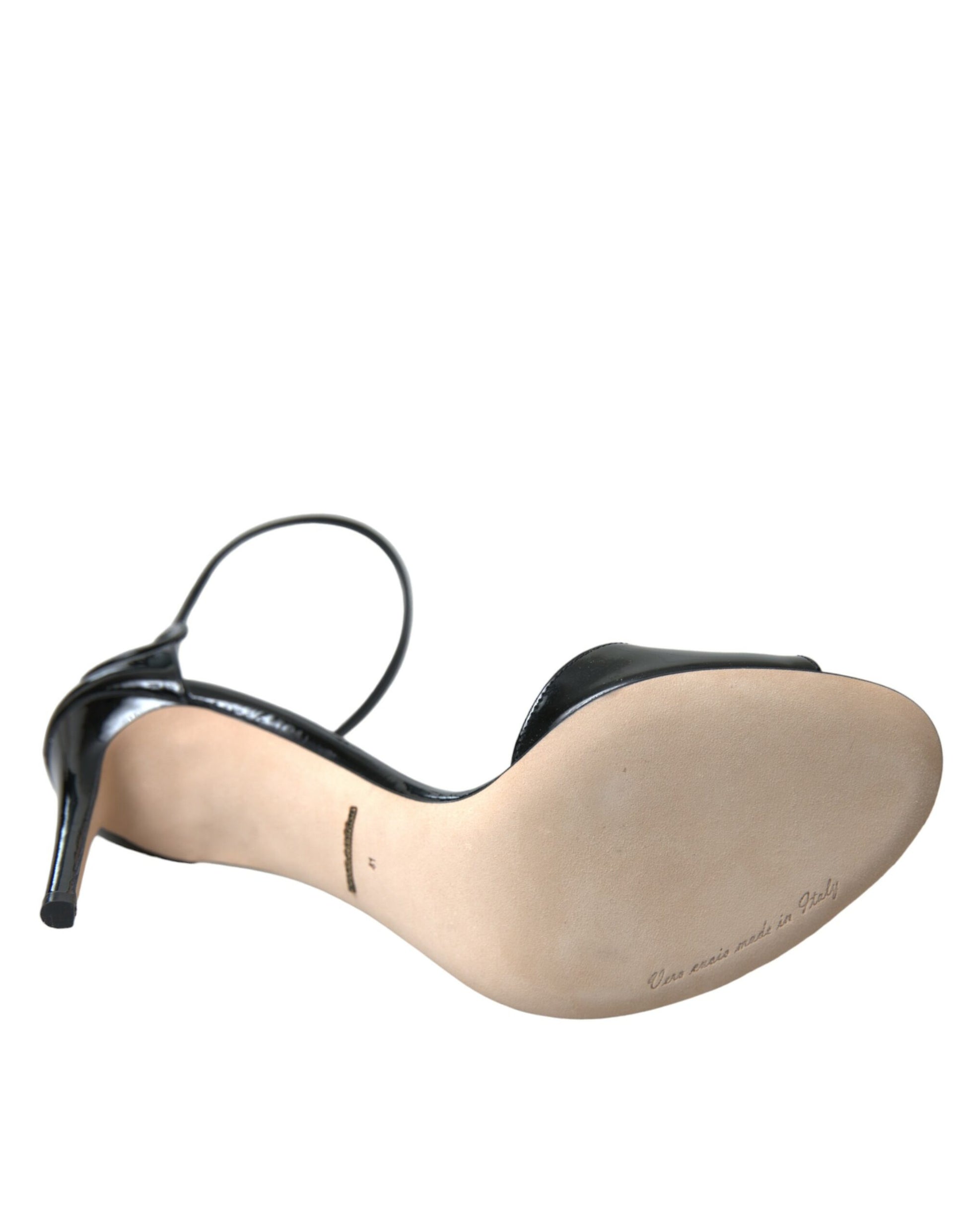 Black KEIRA Leather Heels Sandals Shoes