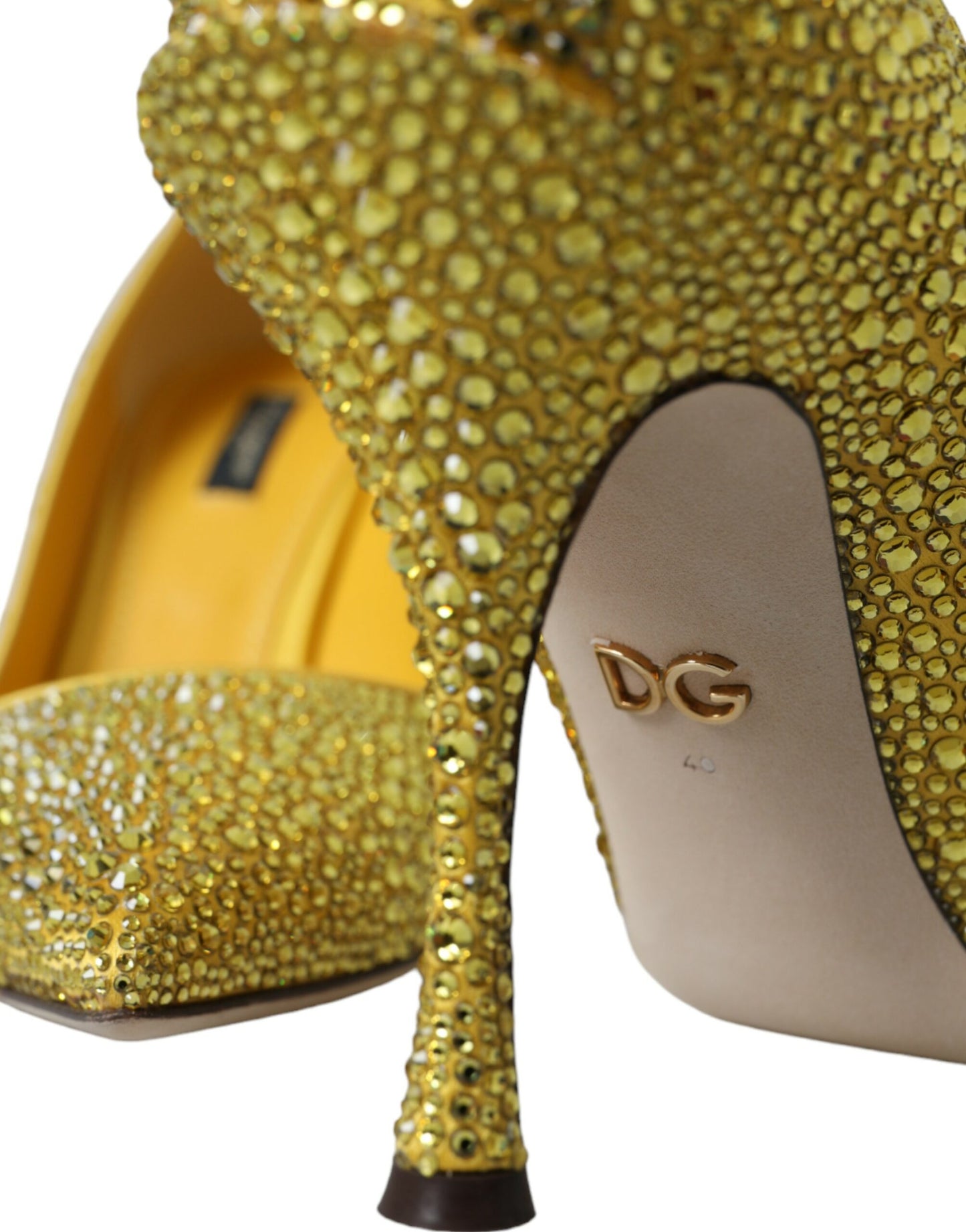 Yellow Strass Crystal Heels Pumps Shoes