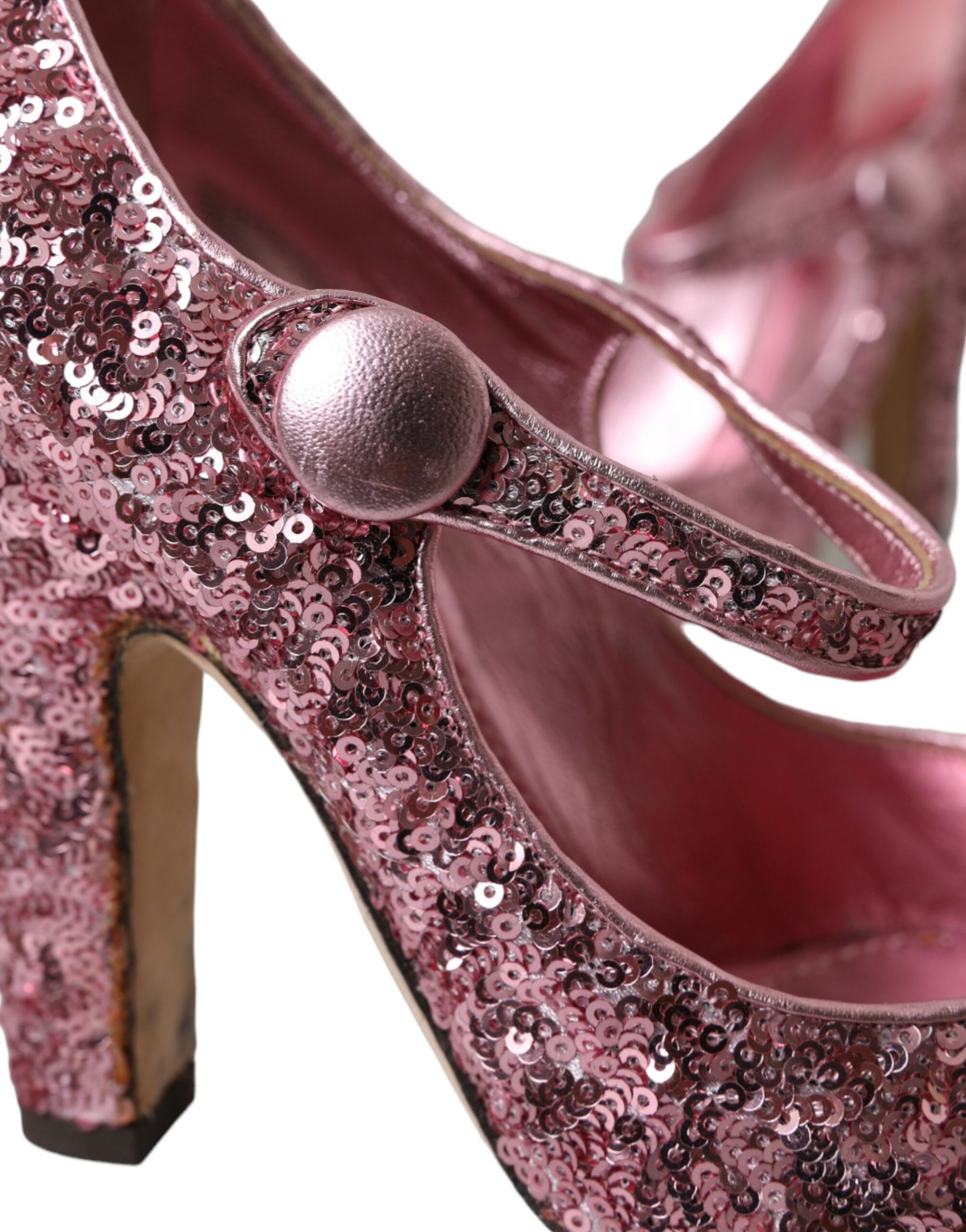 Pink Sequin Mary Jane Pumps High Heels Shoes