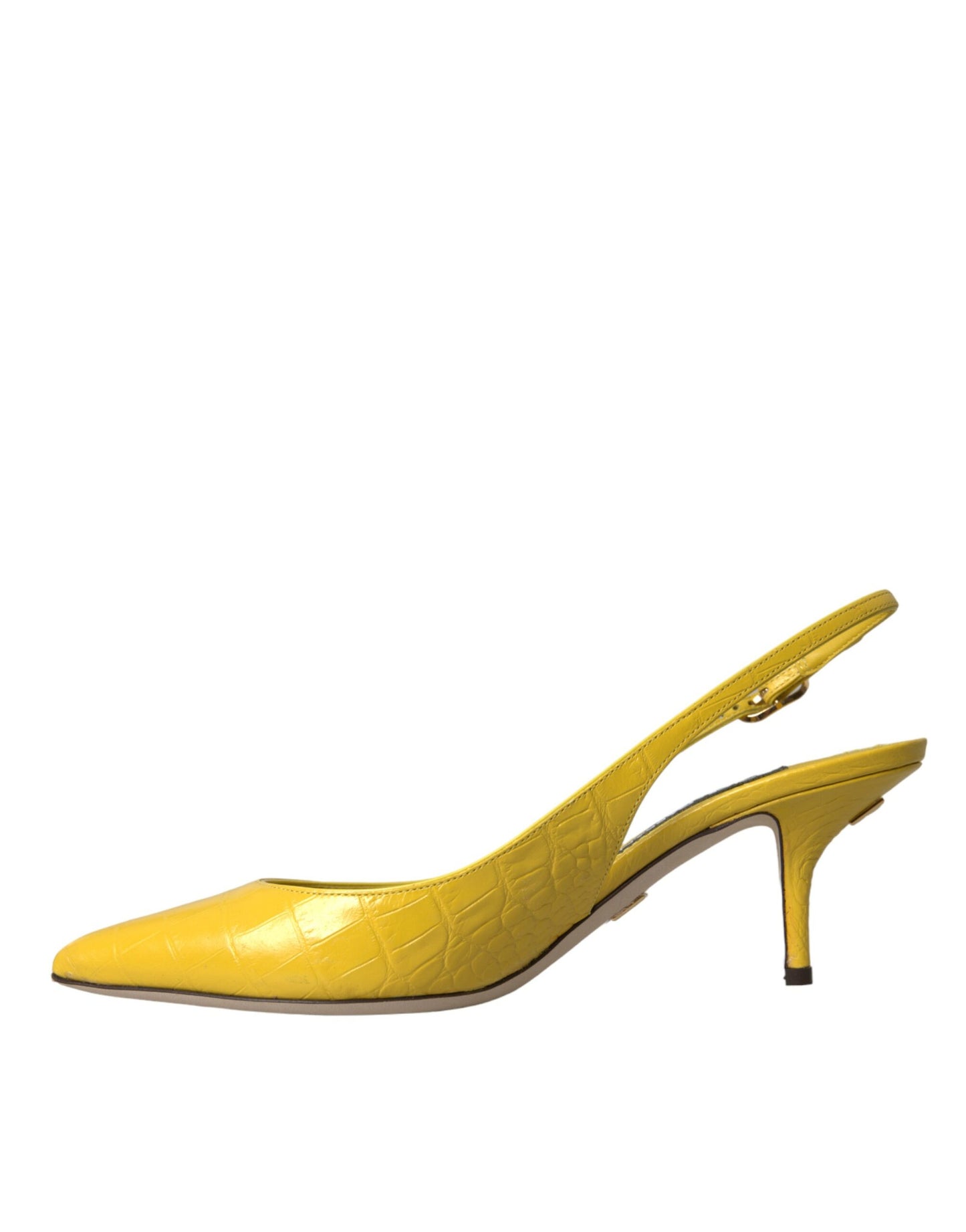 Yellow Leather Slingbacks Heels Shoes
