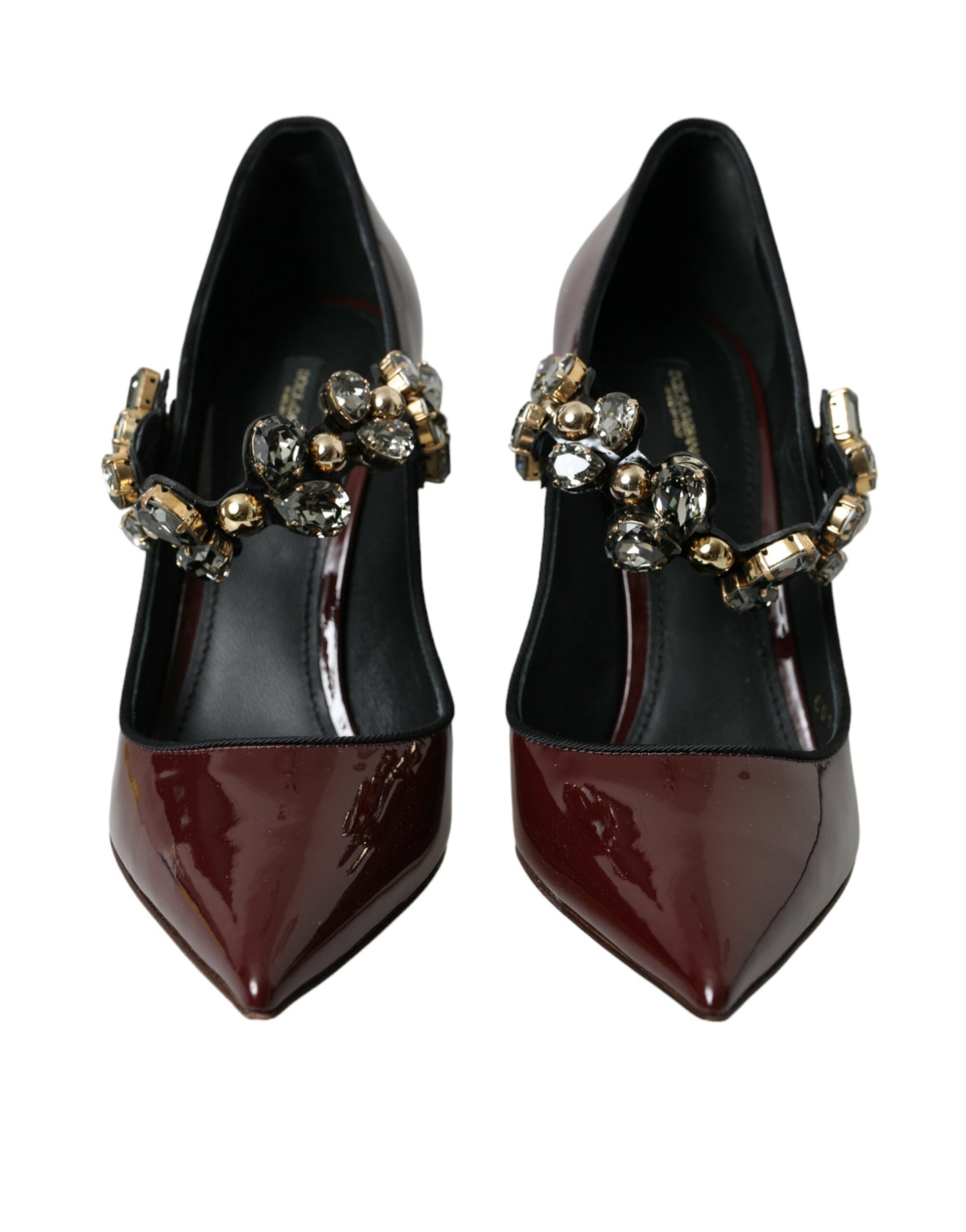 Bordeaux Leather Crystal Pumps Shoes