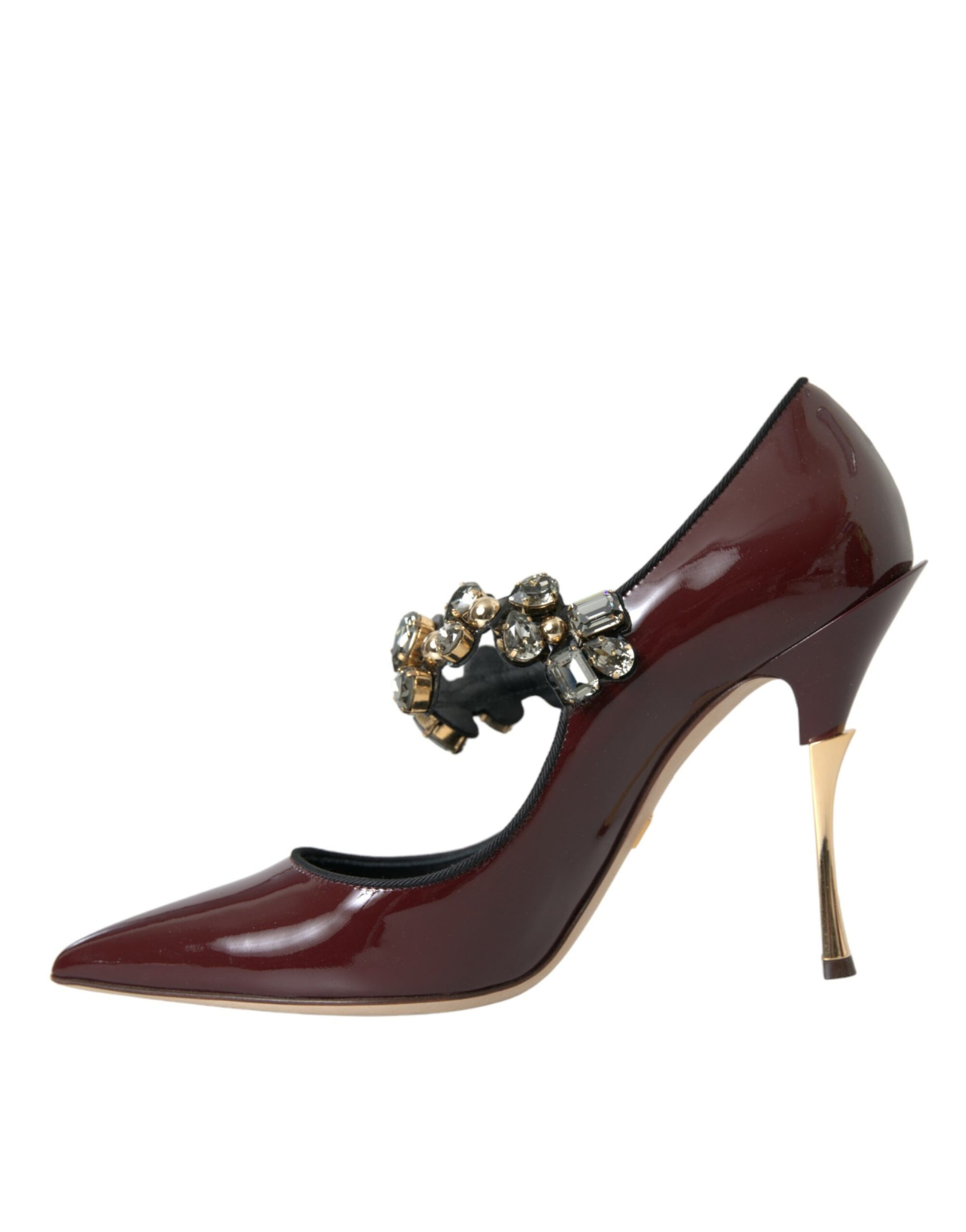 Bordeaux Leather Crystal Pumps Shoes