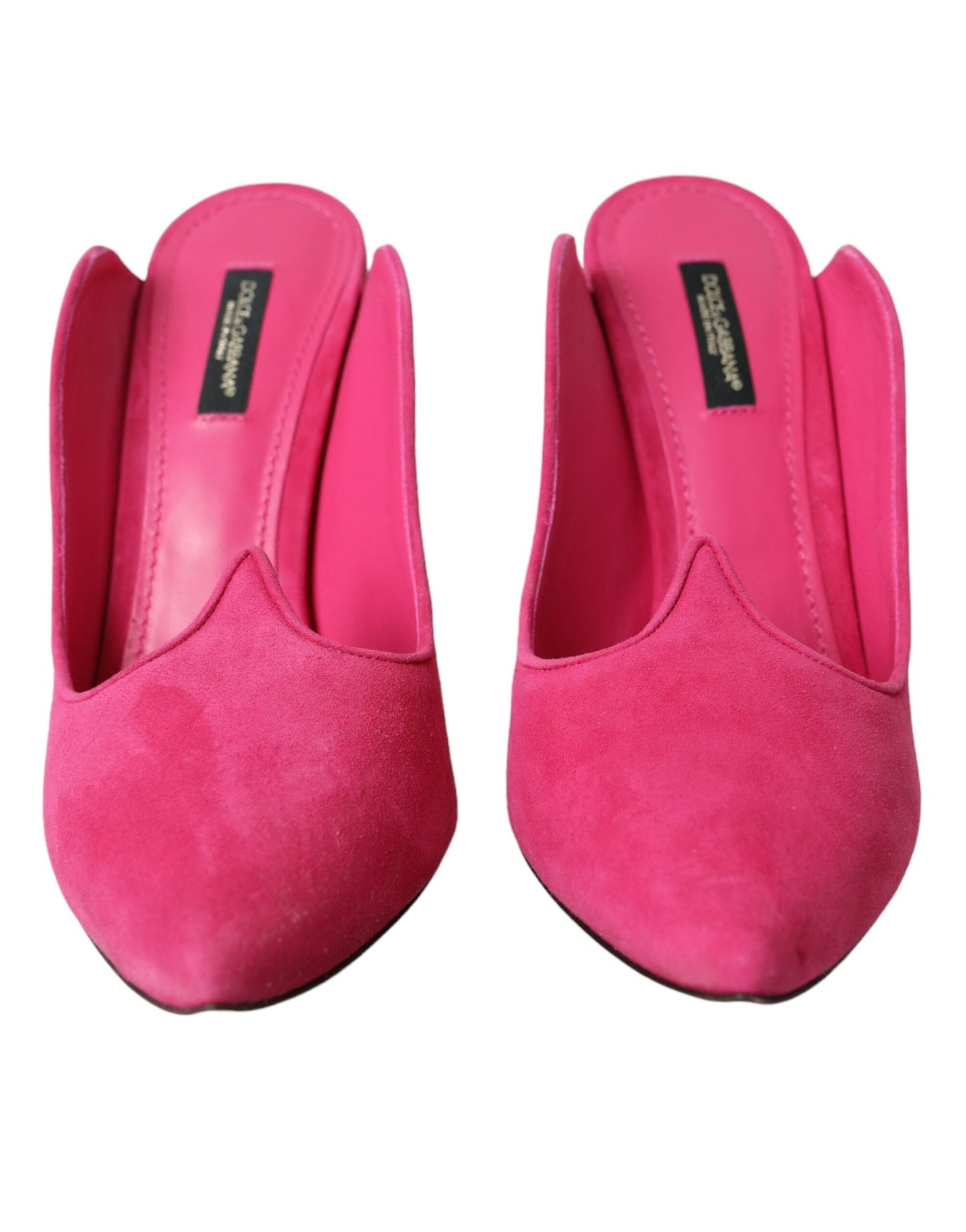Fuchsia Suede Leather Mules Sandals Shoes