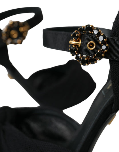 Black Suede Embellished Heels Sandals Shoes