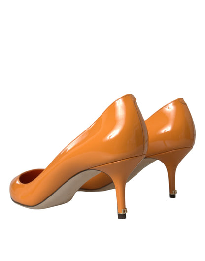 Orange Patent Leather Heels Pumps Shoes