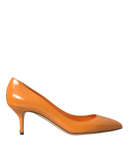 Orange Patent Leather Heels Pumps Shoes