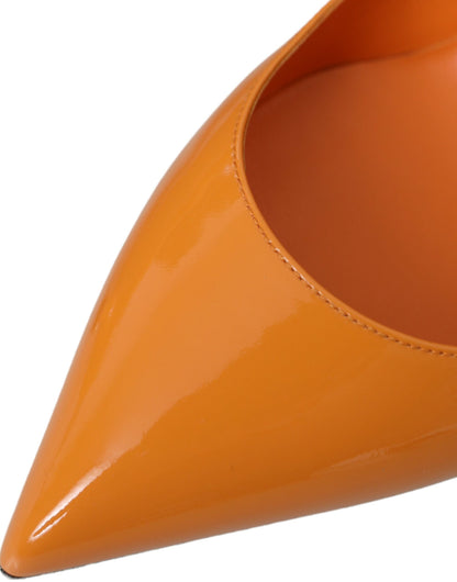 Orange Patent Leather Heels Pumps Shoes