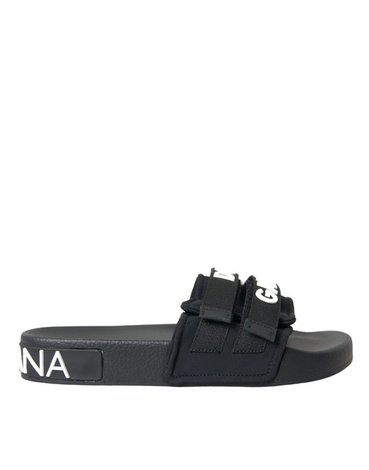 Black Neoprene Slides Flats Beachwear Shoes