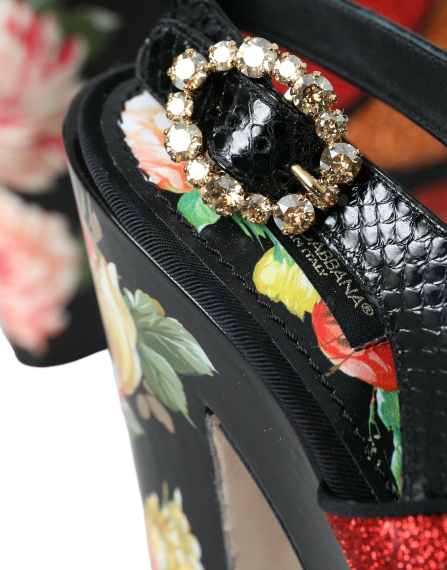 Multicolor Floral Crystal Platform Sandals Shoes