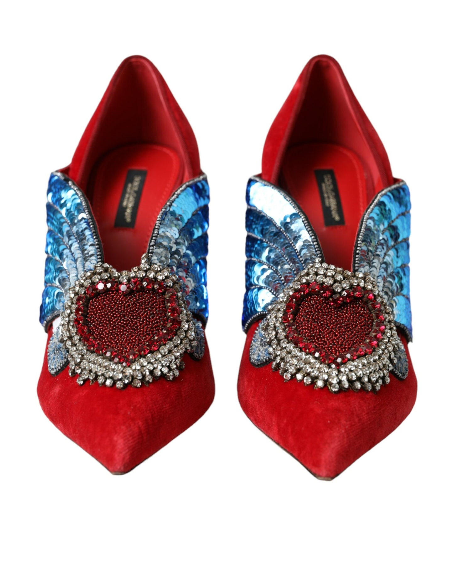 Red Velvet Sequin Crystal Heels Pumps Shoes