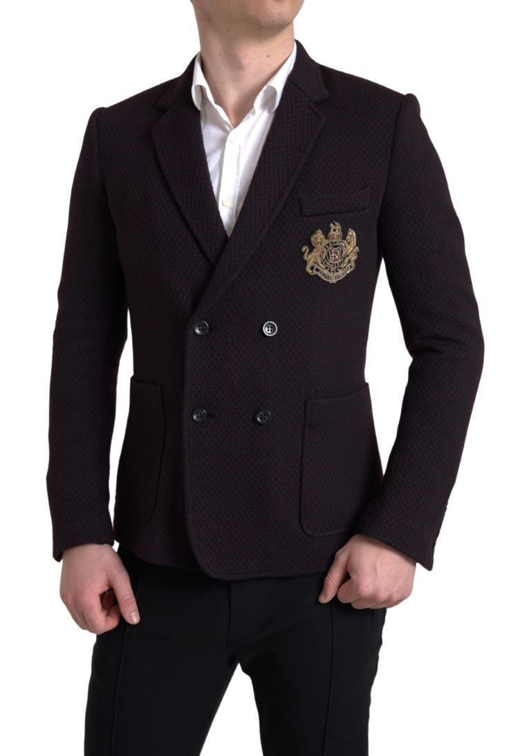 Elegant Purple Double Breasted Wool Blazer