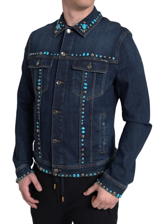 Embellished Turquoise Denim Jacket