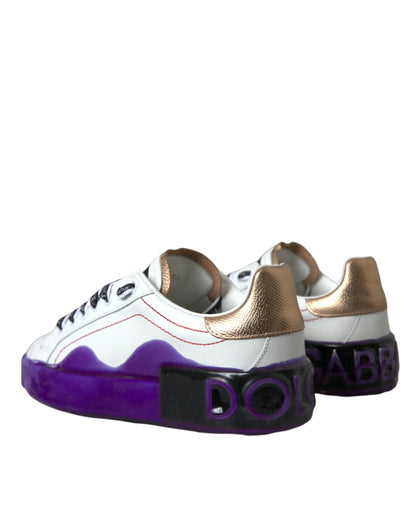 White Leather Portofino Low Top Sneakers Shoes