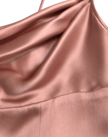 Elegant Long Silk Gown in Pink