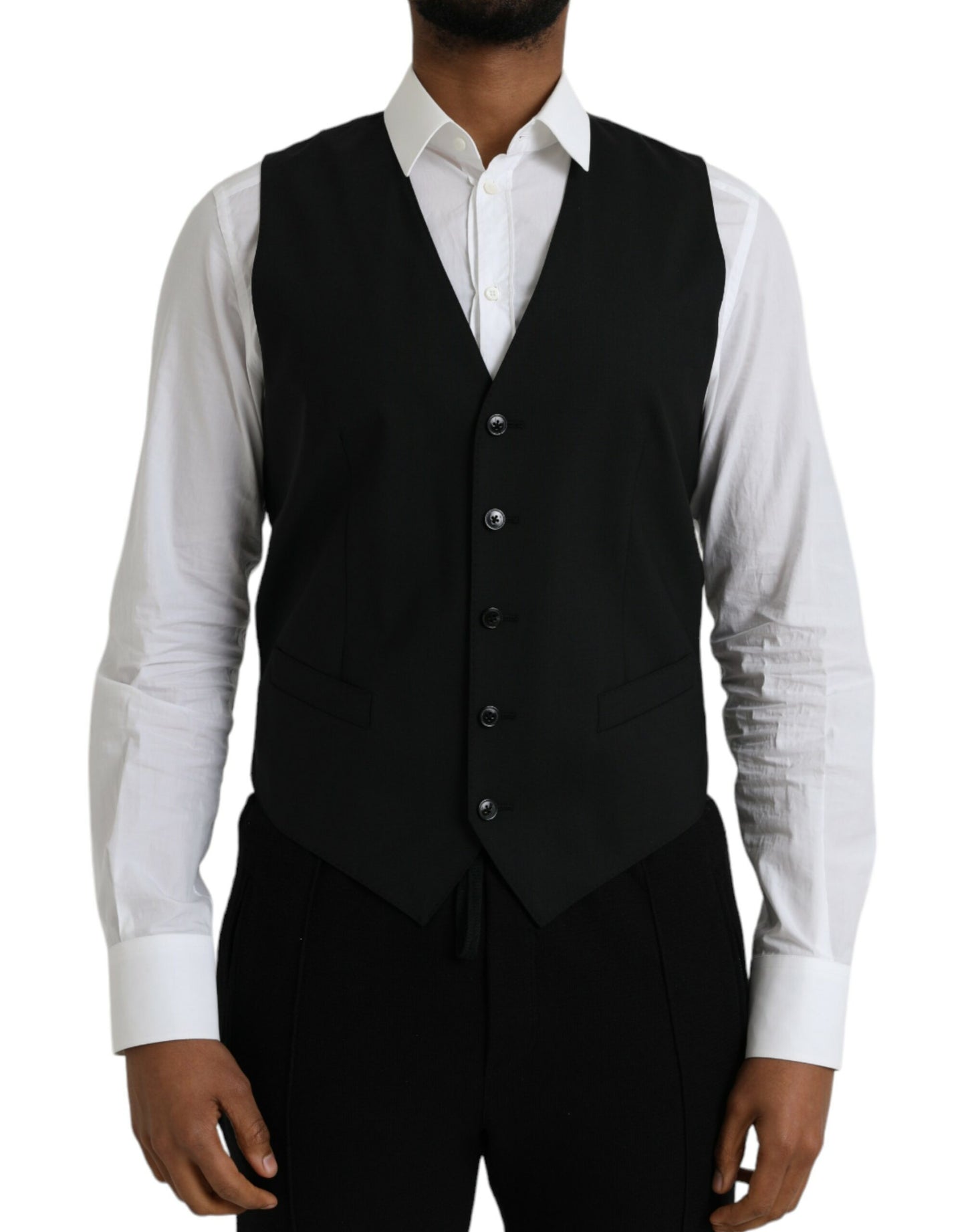 Black Wool Formal Dress Waistcoat Vest