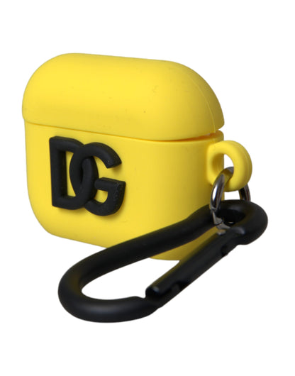 Yellow Silicone Logo Embossed Airpods Case