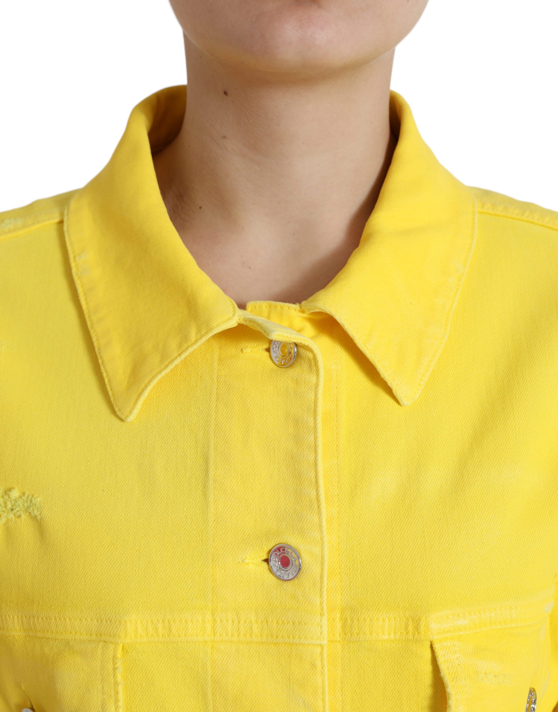 Exquisite Yellow Denim Button-Down Jacket