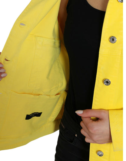 Exquisite Yellow Denim Button-Down Jacket