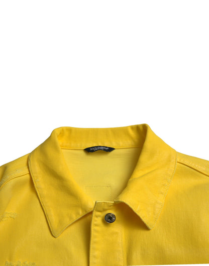 Exquisite Yellow Denim Button-Down Jacket