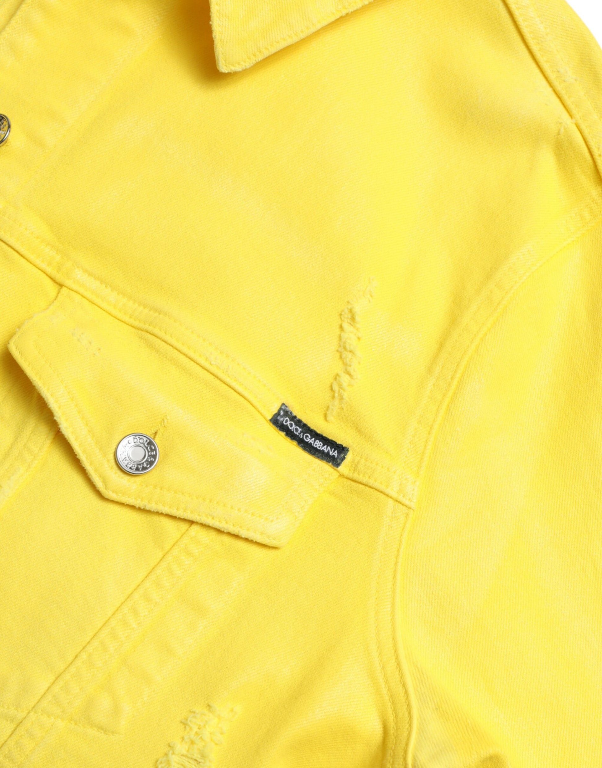 Exquisite Yellow Denim Button-Down Jacket