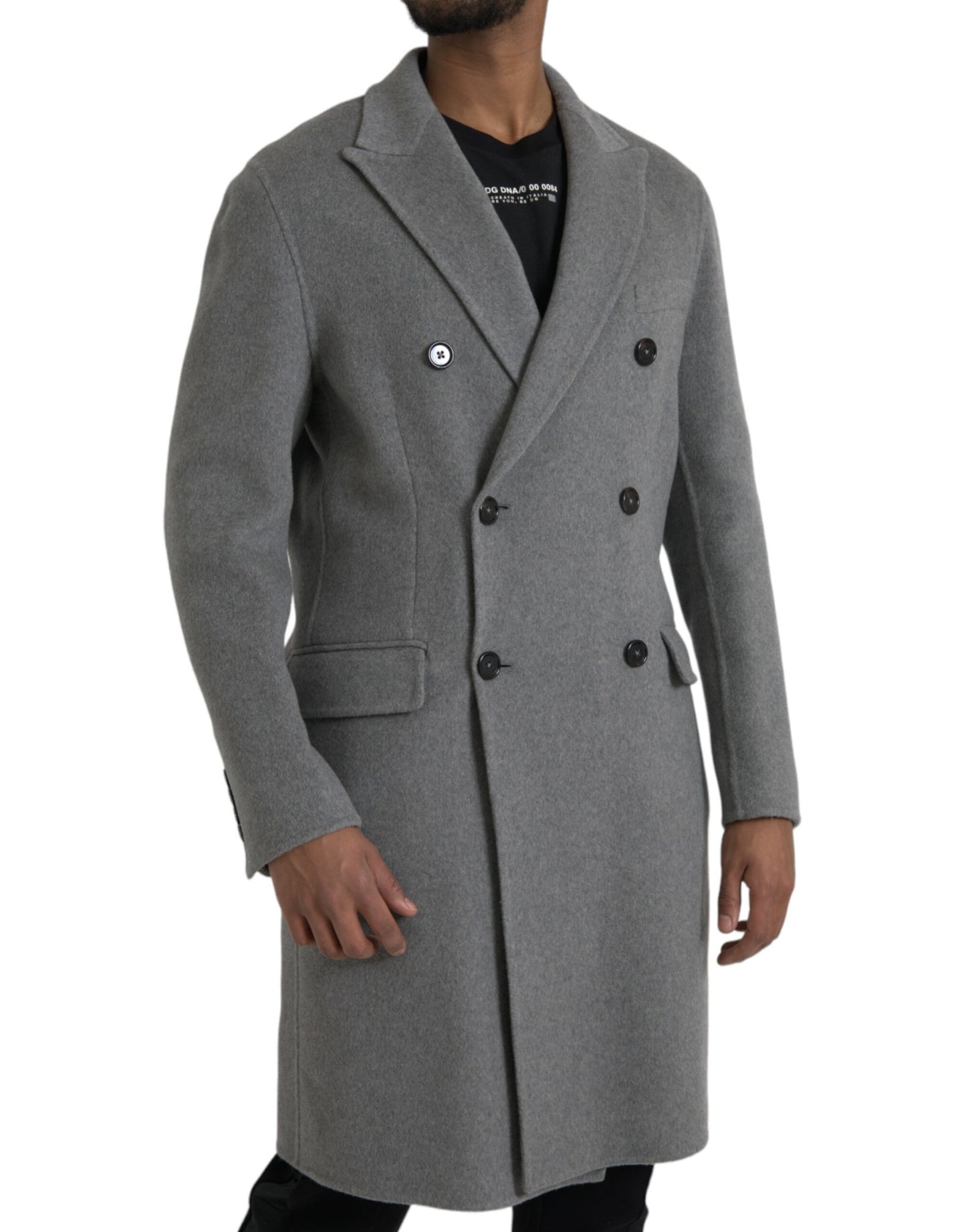 Gray Double Trench Coat Cashmere Jacket