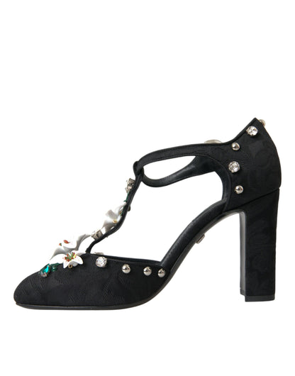 Black Lilies Crystal Heels Pumps Shoes