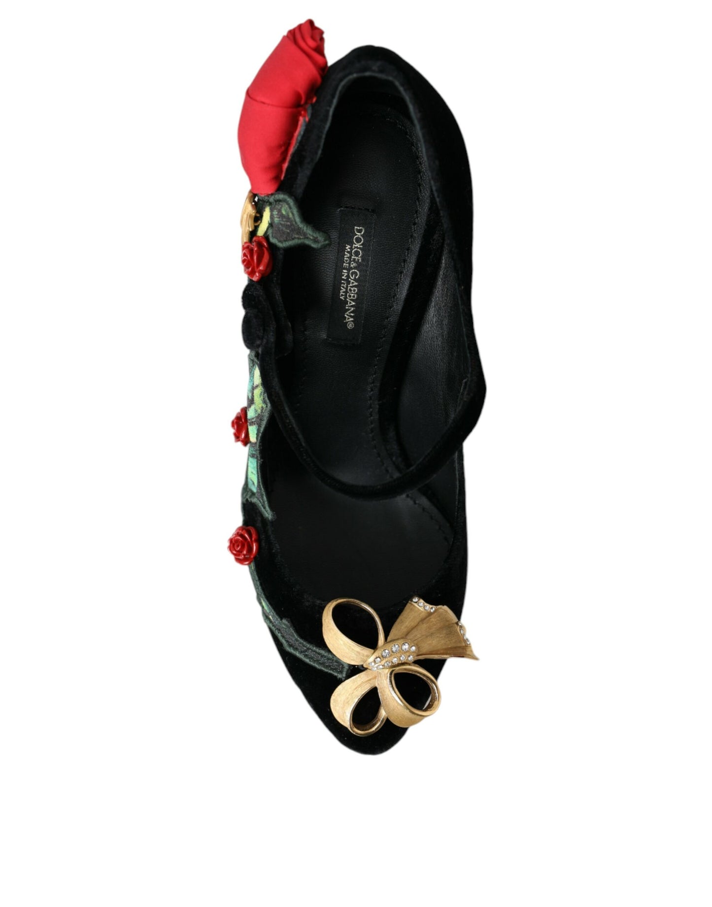 Black Roses Crystal Brooch Mary Jane Shoes