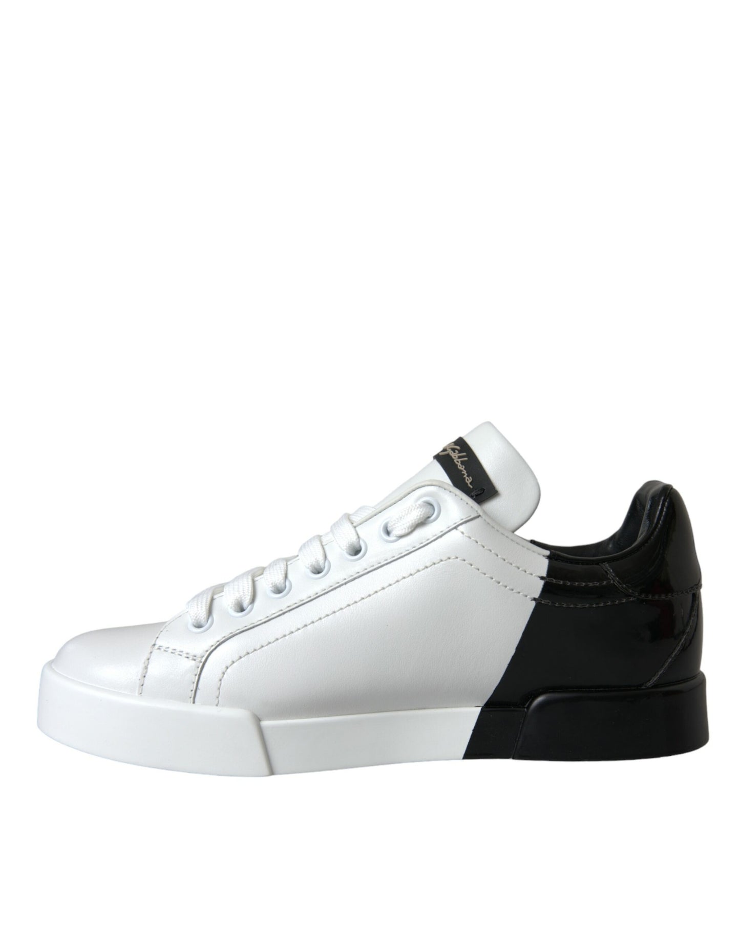 White Black Portofino Low Top Leather Sneakers Shoes