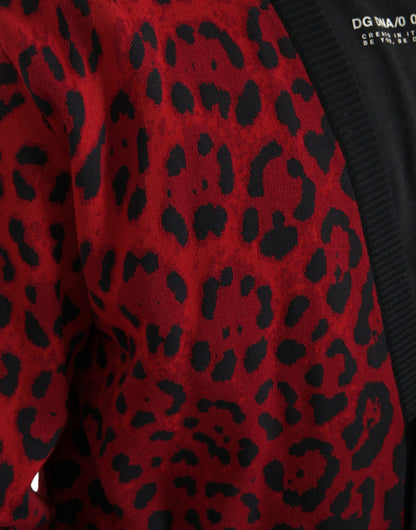 Red Leopard Wool Robe Belted Cardigan Sweater