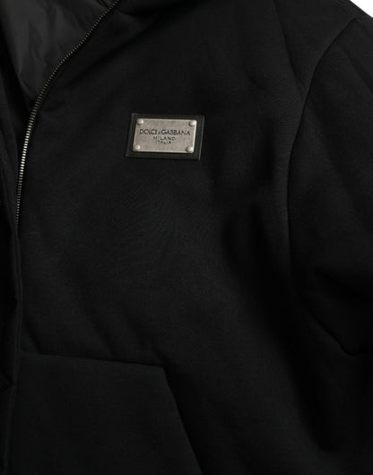 Elegant Black Bomber Jacket with Hood