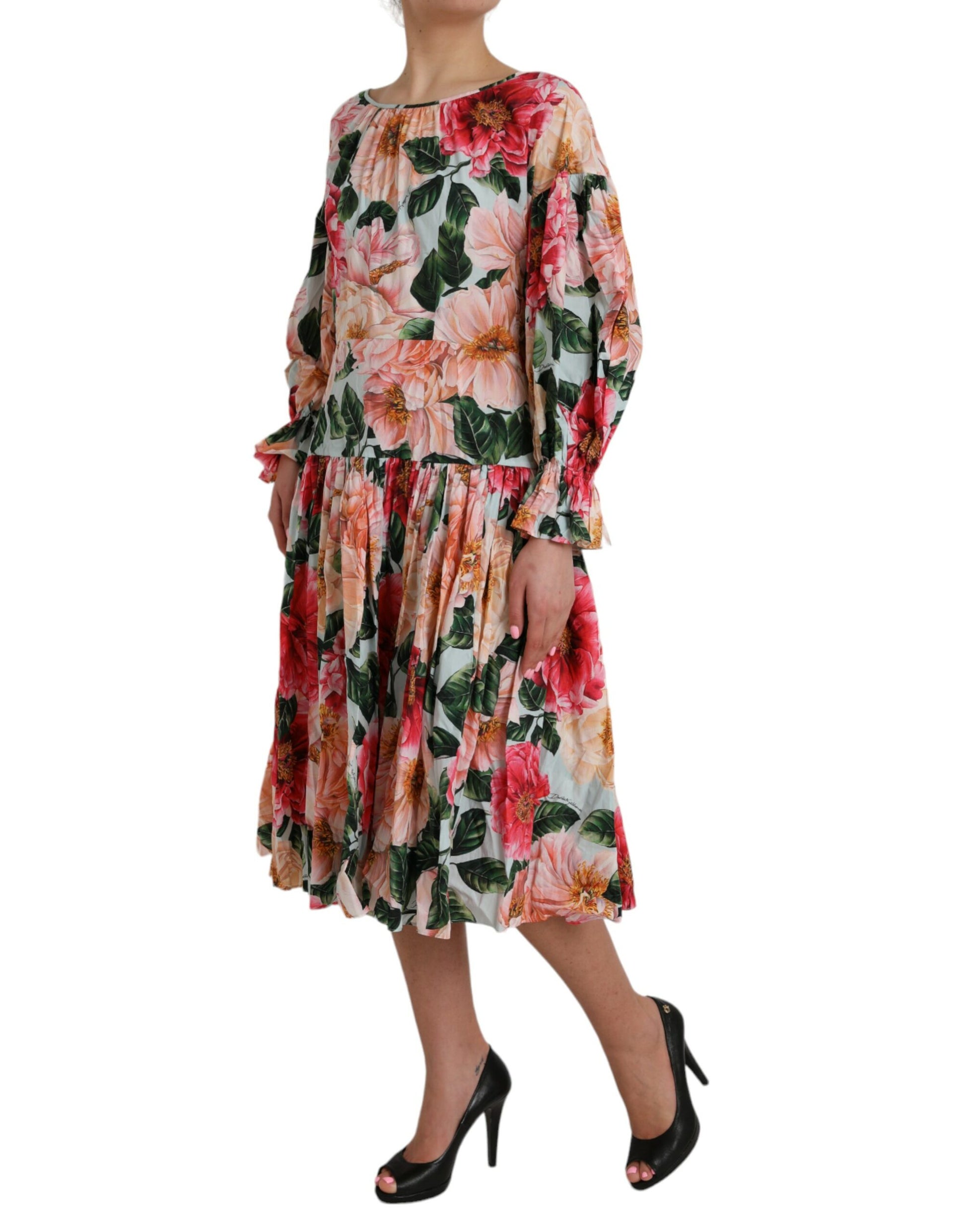 Multicolor Floral CottonAline Pleated Dress