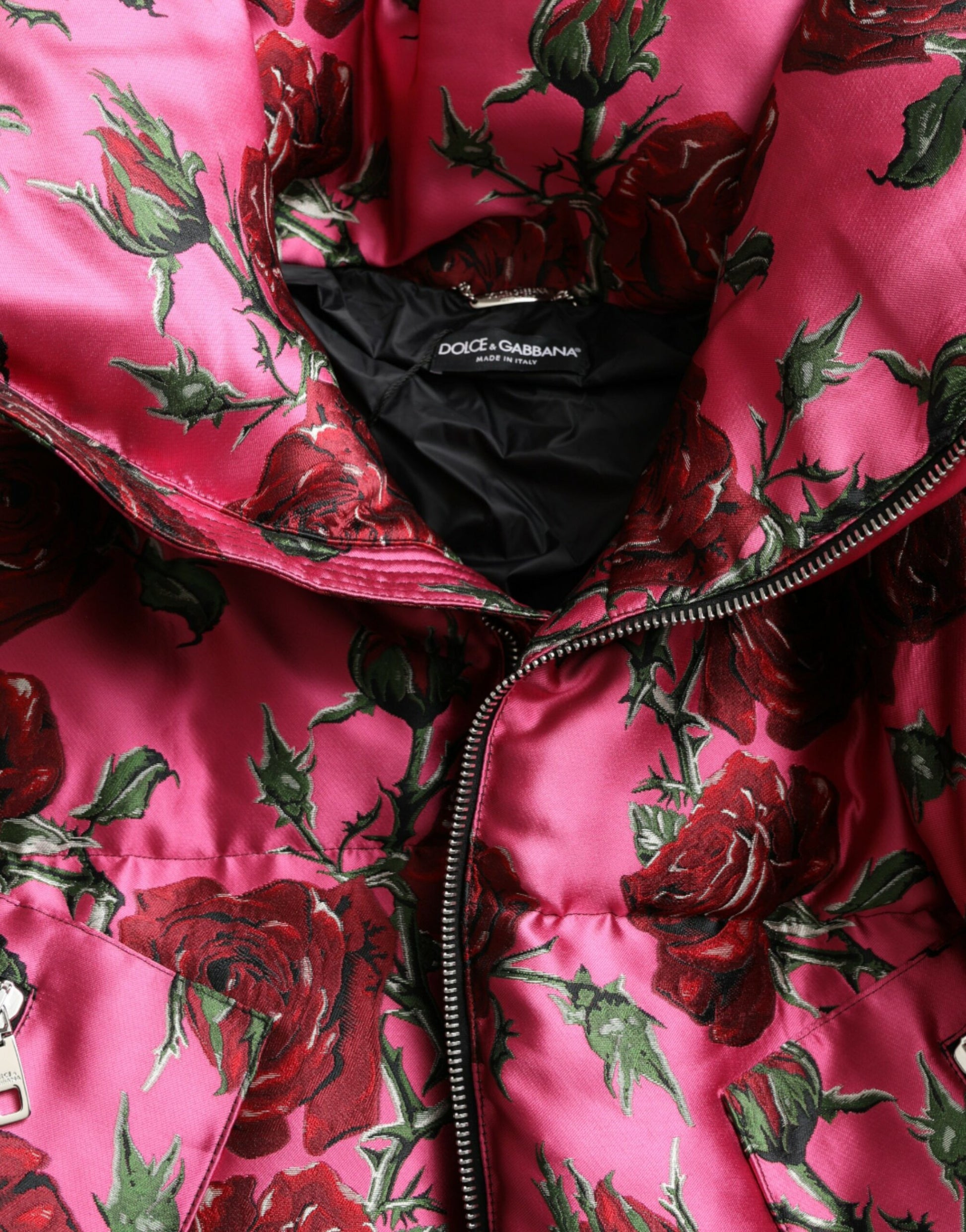 Elegant Rose Print Quilted Jacket
