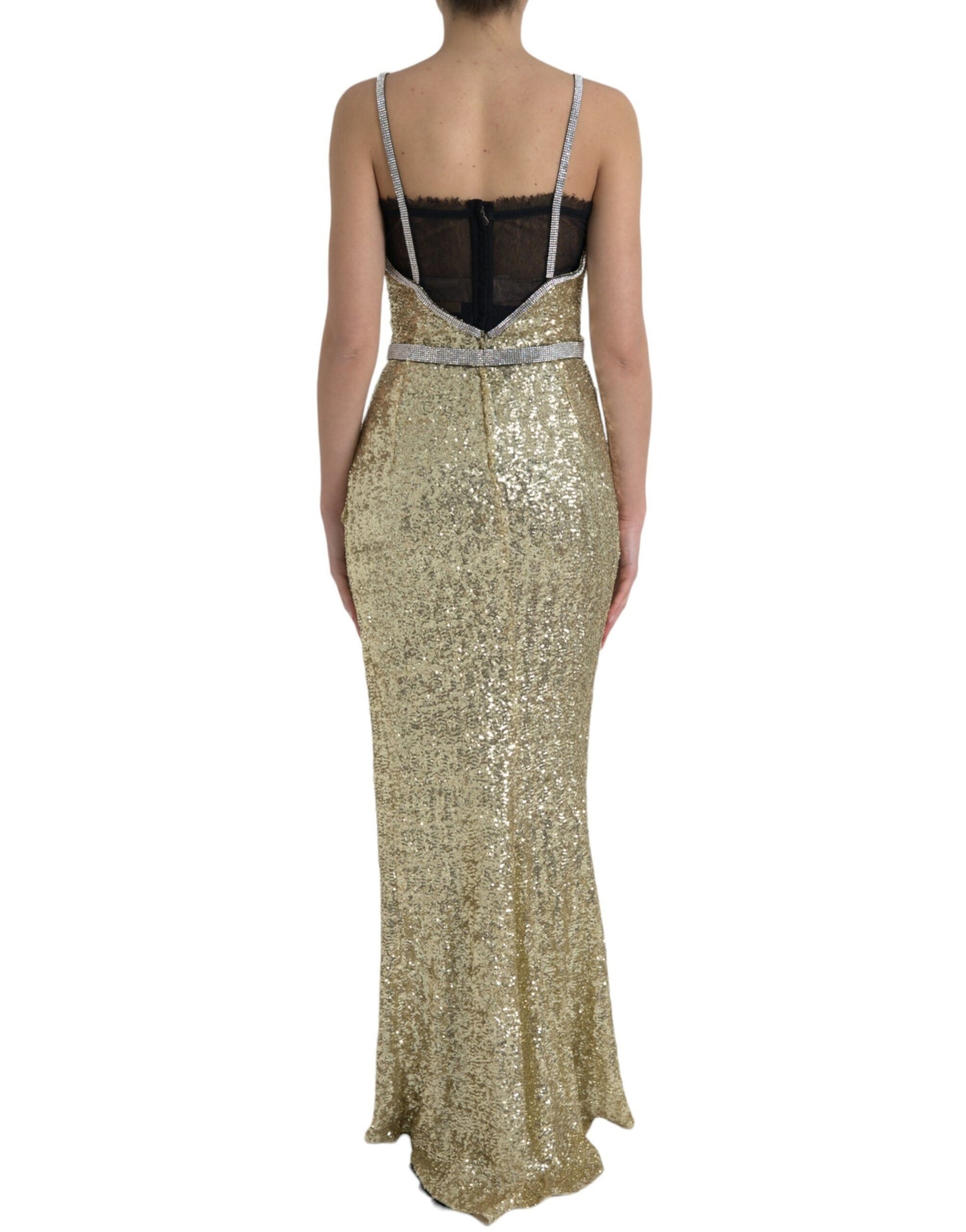 Golden Sequin Evening Dress with Silk Blend Lining