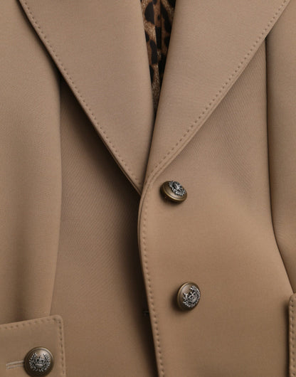 Brown Button Down Long Trench Coat Jacket