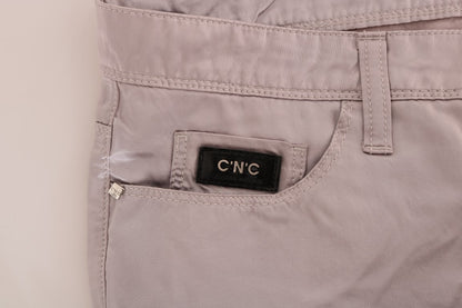 Chic Beige Slim Fit Designer Jeans